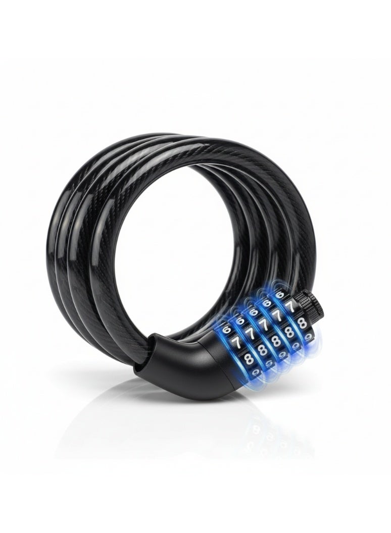 MOHAMED ABO ELGOUKH Abo ElGoukh& Maxlerz®  5-Digit Combination Bike Lock | Heavy-Duty Internal Steel Cable with Protective Plastic Coating | Resettable Code Security Lock for Bicycles, Scooters, Gates, and Equipment - Image 1